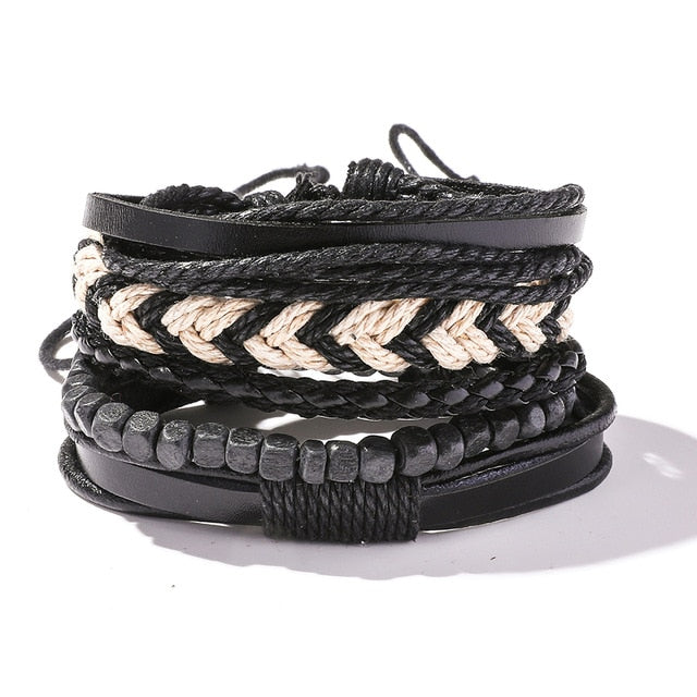 5-Peice Leather Wrap Bracelet Set